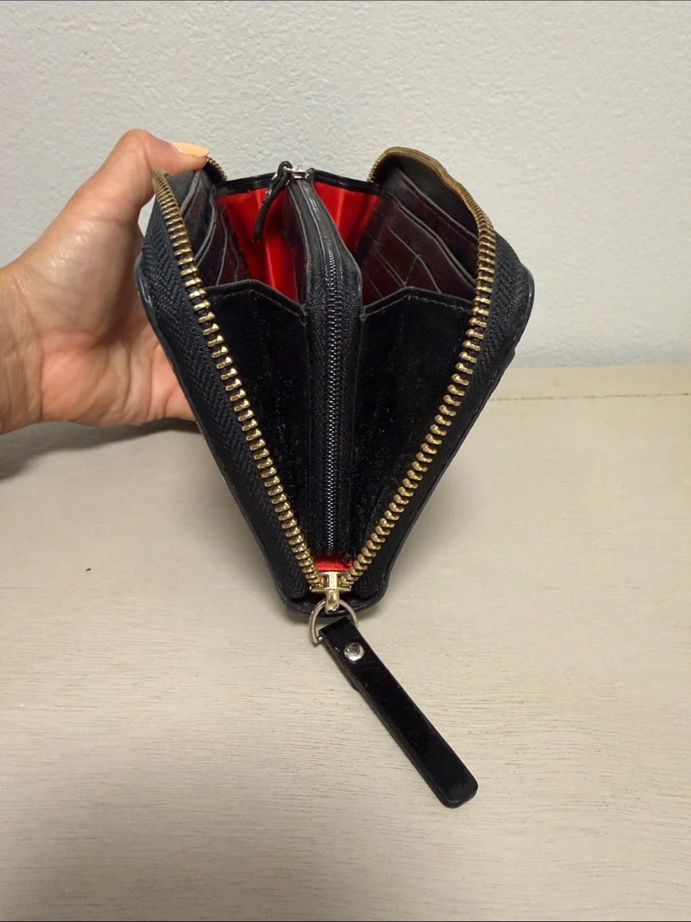 Kate Spade Belleville Plaid Zip Around Continental Wallet Black Cream